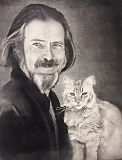 Alan Watts with Alan the Cat